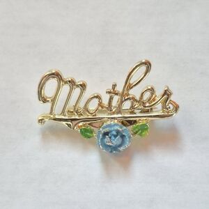 Vintage Gerry's 'Mother' Brooch with Blue Flower